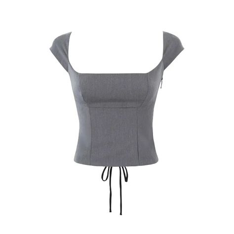 Short Pollera, Backless Crop Top, Gray Skirt, Grey Top, Sleeveless Vest, Short Skirt, Skirt Suit, V Neck Tops, Square Neck