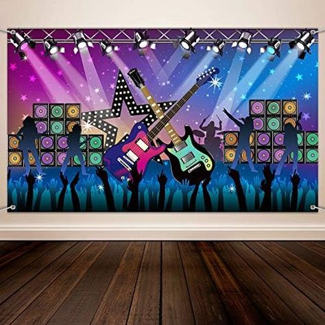 Karaoke Party Decorations Supplies, Large Fabric Rock Star Vacation Party Backdrop Banner for Party Decorations, Rock Star Banner Background, 72.8 x 43.3 Inch Karaoke Party Decorations, Banner For Party, Star Banner, Karaoke Party, Party Backdrop, Banner Background, Backdrops Backgrounds, Banner Backdrop, Rock Star