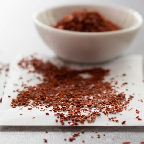 What is Aleppo Pepper, How to Use it & Interesting Aleppo Pepper Facts Aleppo pepper is common in the Middle East, but less familiar to cooks from elsewhere. Find out all about it and how to use it. Aleppo Pepper Recipes, Types Of Chili Peppers, Spice Cupboard, Pepper Recipes, Aleppo Pepper, Homemade Salsa Recipe, Homemade Salsa, Spices And Seasonings, Peppers Recipes