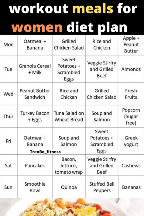 workout meals for women diet plans Breaded Salmon, Workout Meals, Banana Butter, Baking Powder Uses, Apple Oatmeal, Baking Soda Beauty Uses, Best Fat Burning Foods, Peanut Chicken, Granola Cereal