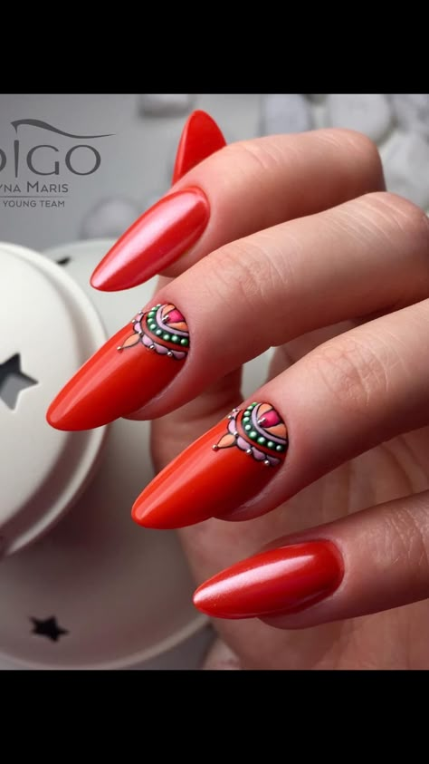 India Inspired Nail Art, Navaratri Nail Art, Deepavali Nails, Garba Nails, Diwali Nail Art Designs, Navratri Nail Art, Navratri Nails, Hippie Nails Boho, Diwali Nails