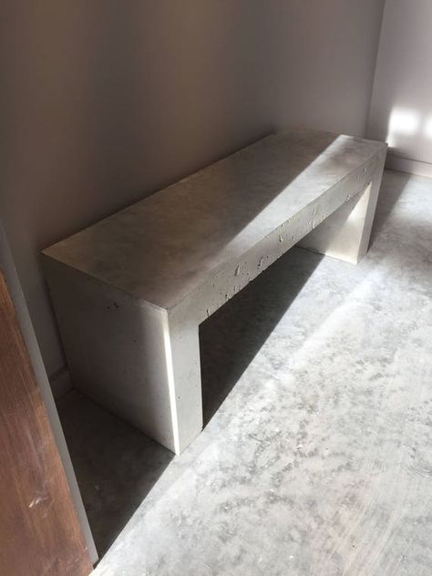 Polished Concrete Bathroom, Concrete Bench Seat, Concrete Garden Bench, Cement Bench, Cement Furniture, Pool Lounge Chairs, Concrete Bathroom, Concrete Bench, Concrete Sink