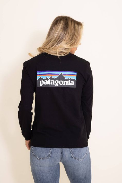 Patagonia Women’s Long Sleeve Logo Responsibili- Tee in Black Patagonia Clothing, Patagonia Style, Patagonia Outfit, Patagonia Long Sleeve, Working Overtime, Patagonia Women, Patagonia Jacket, Patagonia Jackets, Long Sleeve Tees Women