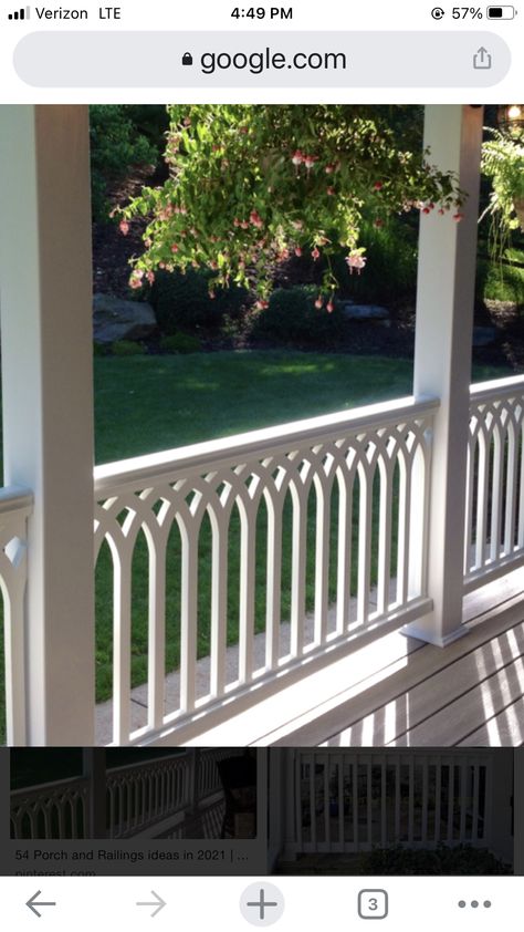 Front Porch White Railing, White Verandah Railing, White Metal Porch Railing, Railing Design Balcony Classic, Historic Porch Railing, Victorian Balcony Railings, Balcony Balustrade, White Railing, Porch Handrails