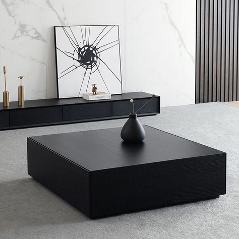 Loft Coffee Table, Mens Coffee Table, Metal Coffee Table Ideas, Small Coffee Tables For Small Spaces, Black Luxury Living Room, Black And White Modern Living Room, Modern Coffee Tables Living Rooms, Black Center Table, Coffee Table With Seating