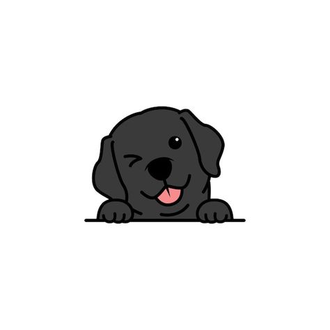 Black Dog Cartoon Drawing, Dog Illustrations Black, Black Labrador Cartoon, Black Dog Cartoon Illustration, Labrador Drawing Cartoon, Cartoon Dog Drawings, Dog Drawing Labrador, Black Labrador Drawing, Black Dog Drawing