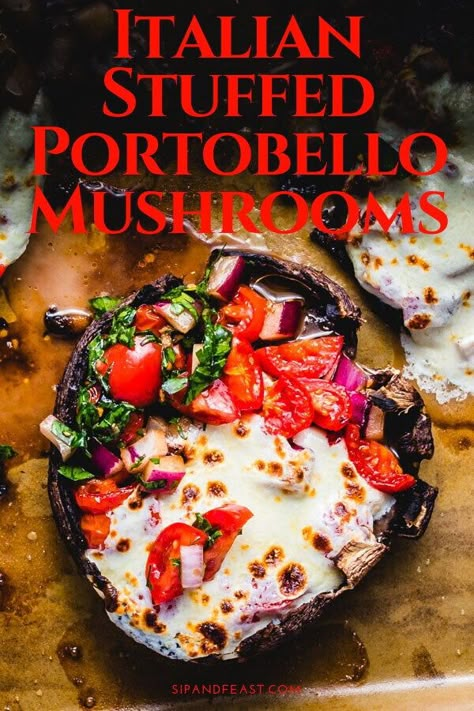 Caprese Portabella Mushrooms, Caprese Stuffed Portobello Mushrooms, Portobello Recipes, Balsamic Tomatoes, Mozzarella Appetizers, Portabella Mushrooms Recipes, Mushrooms Stuffed, Portobello Mushroom Recipes, Portabella Mushrooms