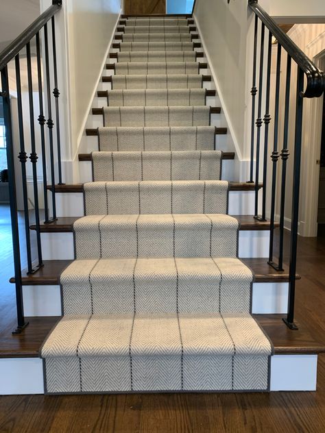 This striped wool piece by Kaleen is a customer favorite.  A classic that is always in style! Colonial Stair Runner, Plain Stair Runner, Stripe Stair Runner, Stairway Runners, Entryway Refresh, Staircase Runners, Foyer Makeover, Railing Makeover, Peter Island