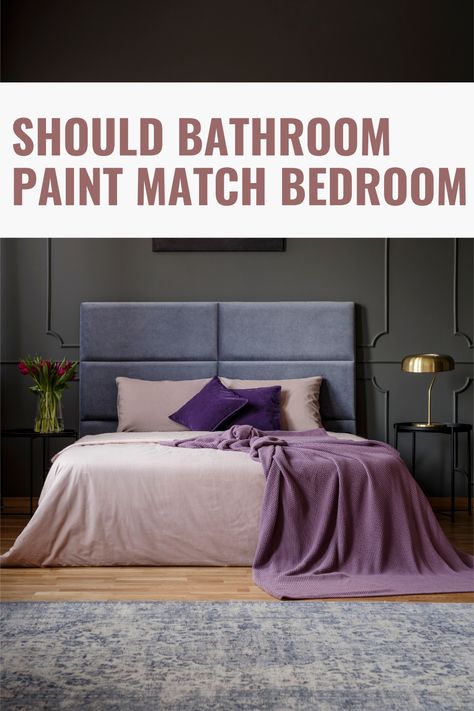 When choosing paint colors for your bedroom and bathroom, it's important to consider the tone you want to create. Want a relaxing oasis in your bathroom? Choose light blues or greens. Going for a more romantic look in your bedroom? Try deep pinks or purples. By considering the function of each room, you can make sure the colors you choose match the mood you're going for. Violet Bedroom, Coordinating Paint Colors, Violet Room, Purple Paint Colors, Bath Paint, Choosing Paint Colours, Choosing Paint, Bathroom Paint, Paint Color Schemes