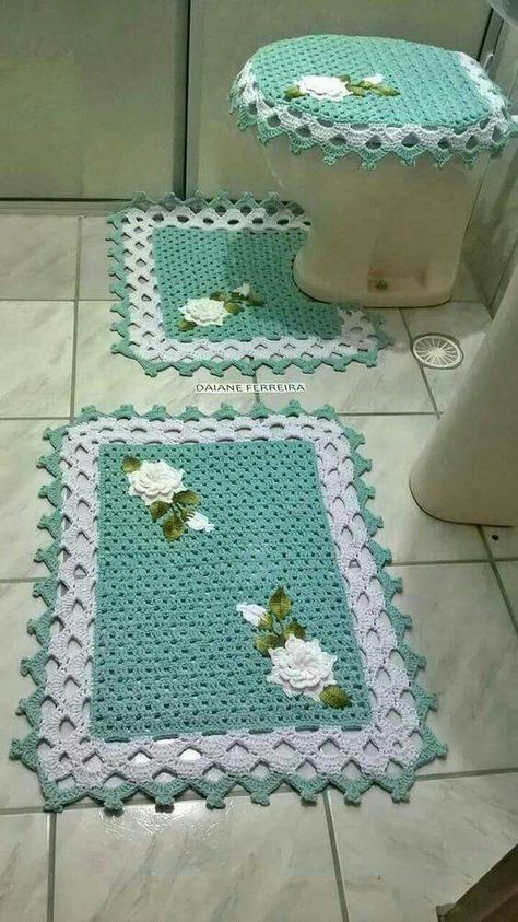 Crocheted Rugs, Crochet Bathroom, Crochet Mat, Crochet Rugs, Crochet Home Decor, Crochet For Home, Crochet Rug, Crochet Home, Filet Crochet