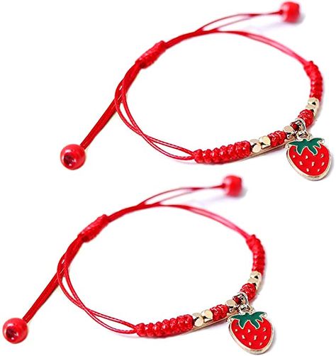 Amazon.com: 2Pcs Summer Fruit Strawberry Cherry Bracelets Sets,Handmade Weave Red Rope Adjustable Bracelet Protection Jewelry for Couple Best Friends (Strawberry 2Pcs): Clothing, Shoes & Jewelry Couple Best Friends, Cherry Bracelet, Women Best Friends, Adjustable Beaded Bracelet, Bracelets Sets, Fruit Strawberry, Protection Jewelry, Red Rope, Fruit Earrings