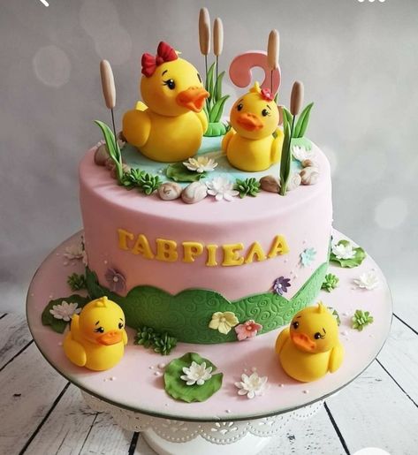 Ducky Cake Ideas, Duck Theme Birthday Cake, Duck Themed 1st Birthday Cake, Rubber Duck Cake Birthday, Duck Theme 2nd Birthday Party Girl, Duck Cakes Birthday, Duck Themed 2nd Birthday Party, Birthday Cake Duck, Duck Party Ideas