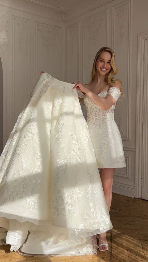 Two Dresses In One Wedding Dress, 2 In 1 Wedding Dress Ball Gowns, Bride Dress With Detachable Skirt, Wedding Dress 2in1, 2 In One Wedding Dress Gowns Skirts, Waterfall Skirt Wedding Dress, Wedding Dresses 2in1, Two Way Wedding Dress, 2in 1 Wedding Dress