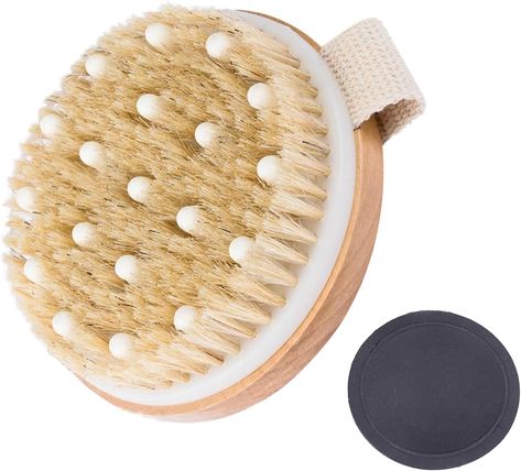 Dry Brushing Body Brush Lymphatic Drainage Dry Brush, Dual-use Dry Body Brush and Shower Brush with Natural Bristles, GOZINA Exfoliating Brush Body Scrubber for Massage, Remove Dead Skin and Cellulite Dry Body Brush, Dream Products, Bday Wishlist, Shower Brush, Dry Body Brushing, Exfoliating Brush, Body Brush, Body Scrubber, Hygiene Products