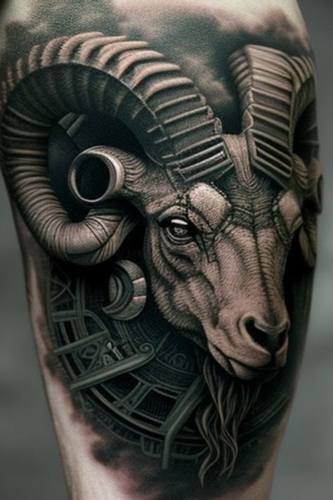 Stunning Ram Tattoo Designs for a Bold Statement Aries Back Tattoo For Men, Ram Hand Tattoo, Year Of The Ox Tattoo Design, Aries Ram Tattoo Men, Aries Tattoo For Men Design, Rams Tattoo, Ram Tattoo For Men, Ram Tattoo Ideas, Ram Head Tattoo