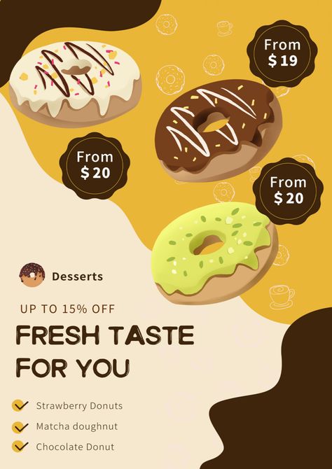 Poster Promosi Donat Teh Sore Sederhana#pikbest#Templates#Poster Poster Donat, Advertisement Poster Ideas, Donut Poster, Strawberry Donuts, Adobe Photoshop Design, Computer Basic, Business Poster, Scrapbook Printing, Food Illustration Art