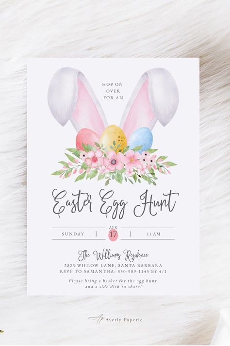 Easter Bunny Egg Hunt, Easter Party Invite, Easter Invitations, Easter Bunny Eggs, Easter Celebration, Easter Party, Easter Egg Hunt, Egg Hunt, Matching Items