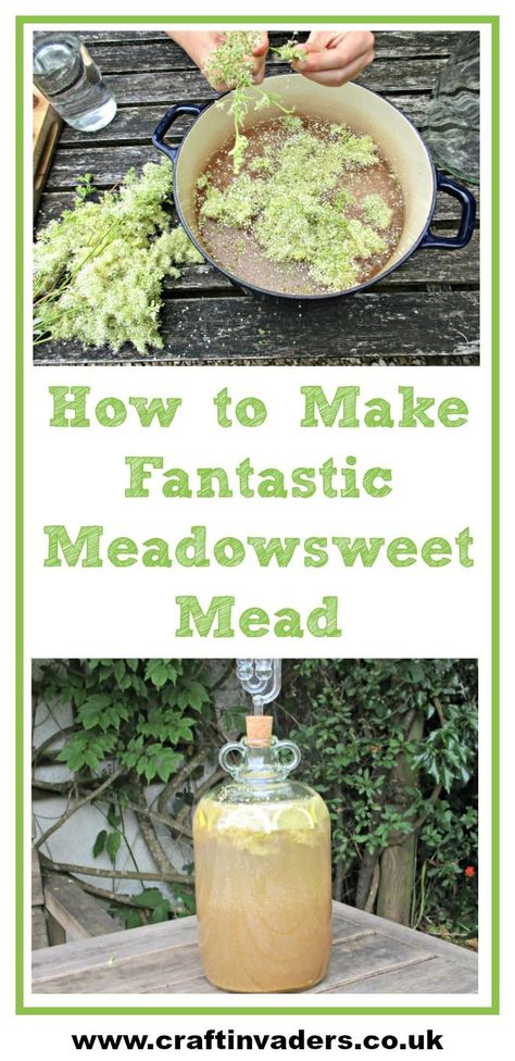 Mead is the oldest alcoholic drink known to man. It is made from honey and water, and is fermented through the action of yeast. Here we try out making it at home using Meadowsweet flowers picked from our hedgerows. ~Mead ~meadowsweet Mead Recipe 1 Gallon, Mead Recipes, Wine Making Recipes, Homemade Wine Recipes, Mead Wine, How To Make Mead, Mead Recipe, Honey Wine, Liquor Recipes