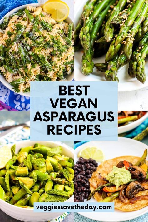 Learn everything you need to know about this seasonal vegetable including 10 cooking methods and more than 20 of the best Vegan Asparagus Recipes. You'll find everything from soups and salads to side dishes and main courses. Vegan Asparagus Recipes, Vegan Asparagus, Asparagus Dishes, Cream Of Asparagus Soup, Oven Roasted Asparagus, Vegan Potato Salads, Asparagus And Mushrooms, Recipes For Summer, Easy Potato Salad