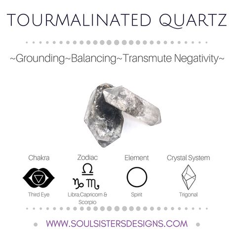 Tourmalinated Quartz Tourmilated Quartz Crystal Meaning, Tourmaline Quartz Meaning, Bone Bracelet, Crystal Lattice, Capricorn Scorpio, Tourmalated Quartz, Libra Capricorn, Tourmaline Quartz, Crystal System