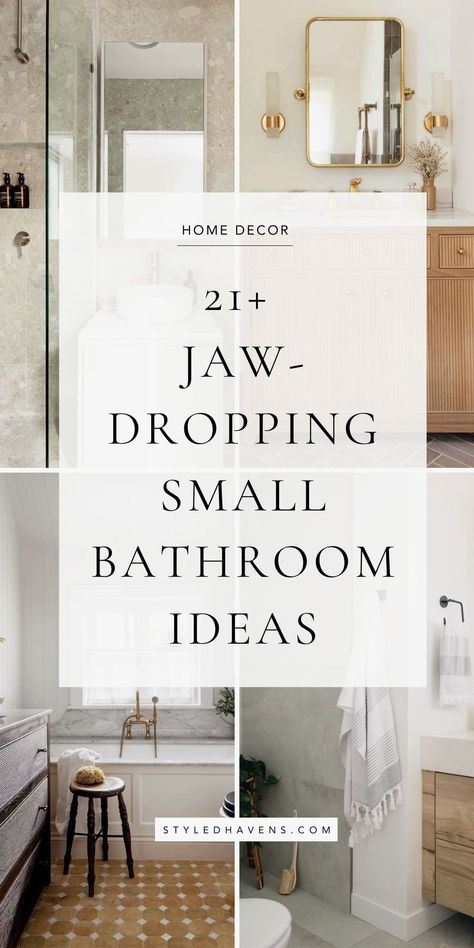 On the hunt for pretty small bathroom ideas? Whether you love the simplicity of a plain small bathroom or lean more towards the cottage core feel of a vintage small bathroom design, these small bathroom interior ideas are sure to inspire you! (Save to your small bathroom remodel board for later!) Craftsman Bathroom Decor, Black Fixtures Bathroom Ideas, Freestanding Tub Small Bathroom, Small Bathroom Black Fixtures, Small Bathroom Makeover Farmhouse, Nancy Meyer Bathroom, Guest Bathroom Decor Inspiration, Light Colored Bathroom Ideas, Shower Bath Combo Small Bathroom