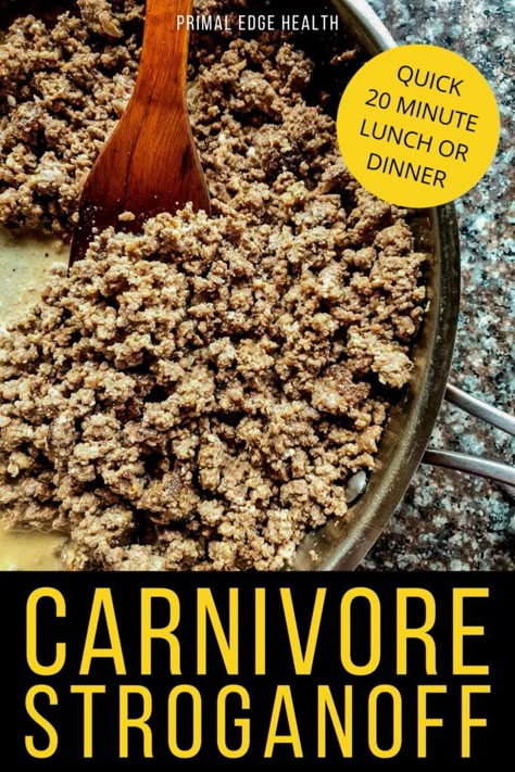 Carnivore Stroganoff is a hearty dinner and ready in less than 30 minutes! It’s an easy recipe to adapt for your family, whether they are on keto or any other diet. This creamy ground beef recipe is classic comfort food, but now made exclusively from animal-based ingredients. Prep Time: 5 minutesCook Time: 15 minutesTotal Time: … Carnivore Stroganoff Recipe with Ground Beef Read More » Judy Cho Carnivore, Carnivore Ground Beef Soup, Carnivore Casserole With Ground Beef, Ketovore Diet Recipes, Carnivore Pork Loin Recipes, Carnivore Crockpot Meals, Simple Carnivore Meals, Carnivore Meatloaf Recipe, Carnivore Sauce Recipes