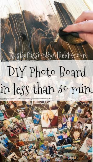 This photo board is the cutest way to display pictures. It is adds the perfect touch of farmhouse and rustic to your home. It only took 30 min to make. You will love this project. #DIYproject #DIYcrafts #DIYphotoboard #DIYpictureframe #DIYphotodisplay #rustichomedecor #DIYrustichomedecor #DIYfarmhousehomedecor Diy Photo Display, Diy Rustic Home, Display Pictures, Photo Board, Diy Picture Frames, Photo Boards, Easy Craft Projects, Diy Picture, Modern Farmhouse Decor