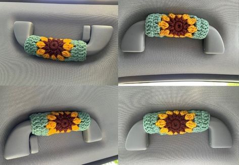 Car Interior Accessories,Crochet Sunflower Universal Protective Handle Covers Seatbelt Covers,4PCS Handmade Crochet Sunflower Universal Protective Handle Covers Seatbelt Covers soft, cozy and at the same time durable and practical. fits a Universal Protective Handle Covers Seatbelt Covers It is use sustainable,eco-friendly yarn. it will be the Christmas gift,Wedding and Birthday gift for All Year. We accept custom made different color and pattern. Please feel free to contact us if you have any q Car Customization Ideas Interior, Crochet Car Stuff, Crochet Seatbelt Cover, Crochet Car Accessories Pattern Free, Crochet For Car, Car Diy Accessories, Diy Car Accessories, Crochet Car Accessories, Crochet Car Seat Cover