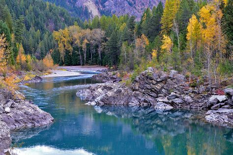 Middle Fork of the Flathead River near the old Belton Bridge. — at Glacier National Park. Montana National Parks, Glacier National Park Montana, Glacier Park, Take Better Photos, Autumn Scenery, Glacier National, Glacier National Park, Yosemite National Park, Grand Canyon