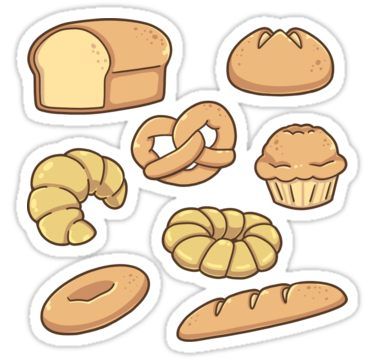 Bread Stickers Printable, Bread Pattern, Bread Sticker, Different Types Of Bread, Only Aesthetic, Scrapbook Clipart, Aesthetic Sticker, Cute Food Art, Types Of Bread