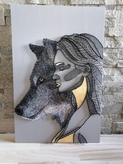 Strings Art, فن الرسم بالمسامير, Africa Artwork, Yoga Kunst, Rhino Art, Wolf Decor, Art Fil, Art Wolf, String Wall Art