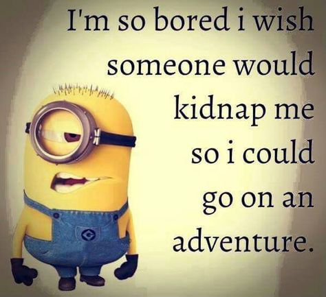 I'm Bored Quotes, Bored Quotes Funny, Bored Quotes, Bored Funny, Minions Humor, Funny Minion Memes, Now Quotes, So Bored, Minion Pictures