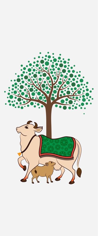 Puja Door, Illustration Tree, Beautiful Illustration, Cow, Festival, Quick Saves