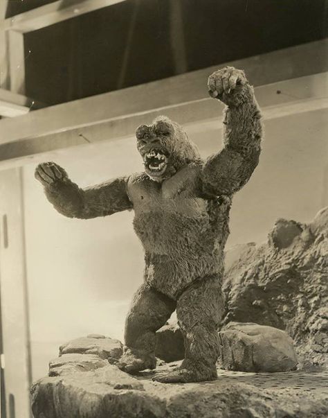 A rare KING KONG production still. 1933 King Kong Image, King Kong 1933, Giant Monster Movies, Classic Monster Movies, Kong Godzilla, King Kong Vs Godzilla, The Creeper, Famous Monsters, Horror Monsters