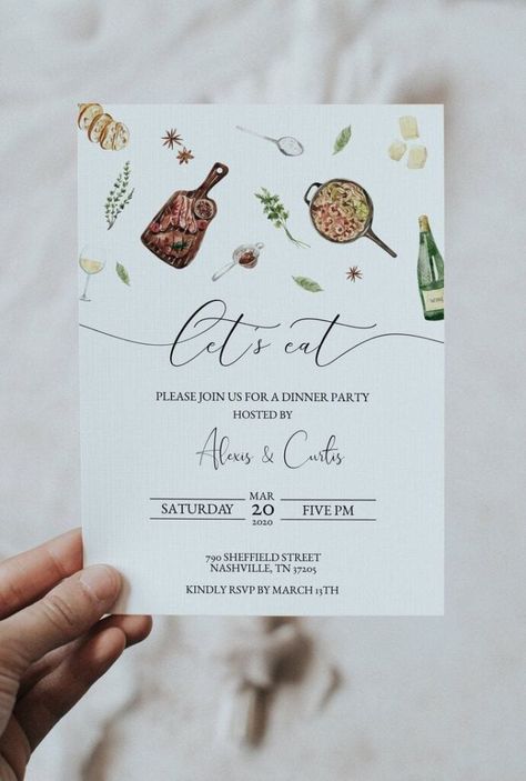 How to Host an Unforgettable Dinner Party - Lady Celebrations Fall Dinner Invitations, Italian Theme Invitations, Garden Dinner Party Invitation, Italian Dinner Invitations, Italian Dinner Party Invitations, Invitation Dinner Party, Wedding Dinner Invitation Card, Dinner Party Invitations Template, Family Dinner Invitation