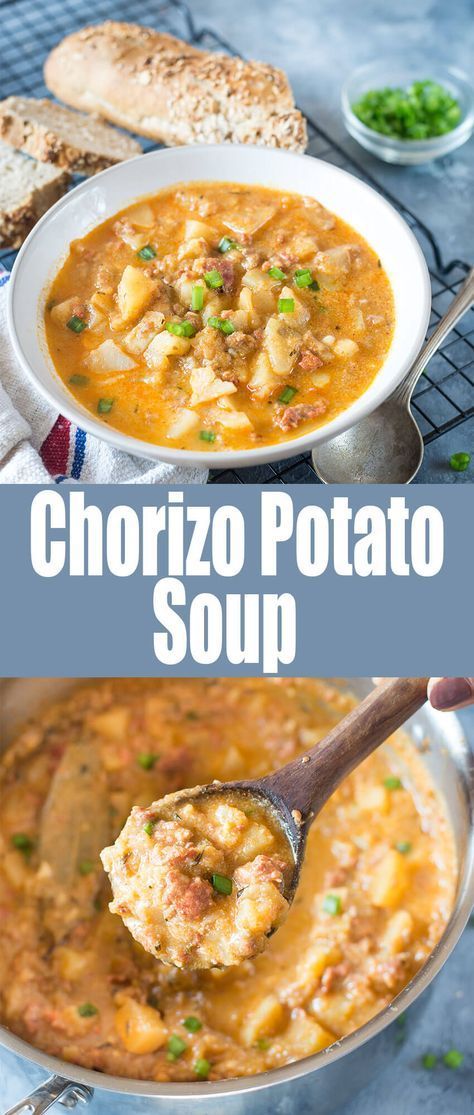 Chorizo and Potato Soup is the perfect way to end a cold day! Love this flavor combo. Warm yourself with this hearty dinner! #soup #potatosoup #chorizo #corizoandpotatosoup #weeknightdinner #dinner #hotsoup #heartysoup Appetizers Potato, Types Of Soup, Soup With Chorizo, Chorizo Potato, Chorizo And Potato, Potato Soup Easy, Chorizo Recipes, Soup Appetizers, Hearty Dinner