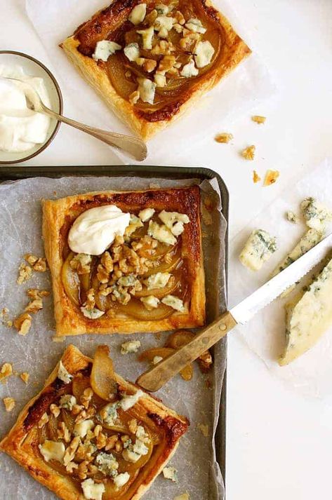 Gorgonzola Tart, Blue Cheese Tart, Caramelized Pear, Puff Pastry Tart, Butter Tarts, Recipetin Eats, Recipe Tin, Cheese Tarts, Pear Recipes