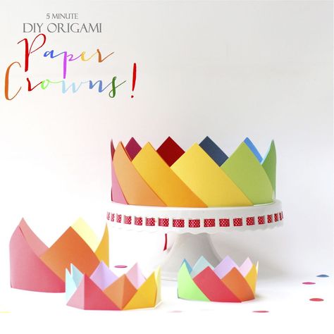 Origami Birthday Crowns Origami Crown, Diy Birthday Crown, Birthday Crowns, Simple Origami, Harry Birthday, Paper Fish, Anniversaire Diy, Diy Crown, Easy Birthday