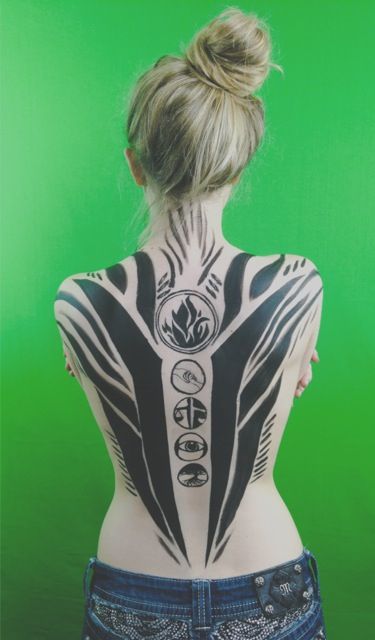 Tobias's tattoo from divergent Divergent Back Tattoo, Fours Back Tattoo Divergent, Four Tattoo Divergent, Divergent Tattoo Ideas, Dauntless Tattoo, Divergent Tattoo, Divergent Dauntless, Guardian Angel Tattoo Designs, Favorite Tattoos