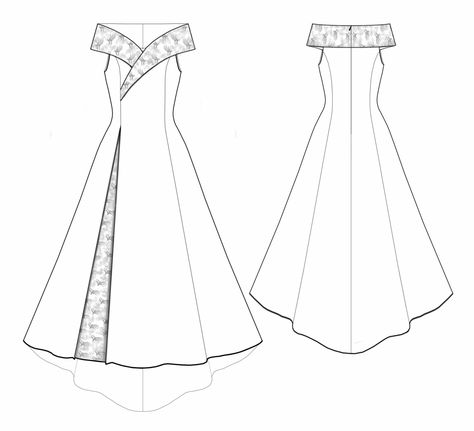 Wedding Dress  - Sewing Pattern #5530 Made-to-measure sewing pattern from Lekala with free online download. Corset Dress Template, Princess Seamed Dress Patterns, Formal Dress Sewing Patterns Pdf, Dress Sewing Patterns Free Prom, Princess Seam Dress Pattern Pdf, Origami Dress Patterns, Dress Sewing Layout, Ballgown Dress Pattern Free, Dress With Train Sewing Pattern