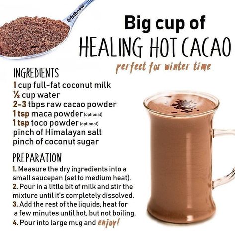 Recipes With Cacao Powder, Cacao Recipes, Hot Chocolate Recipes, Healing Food, Cacao Powder, Health Drink, Smoothie Drinks, It Goes On, Smoothie Recipes Healthy