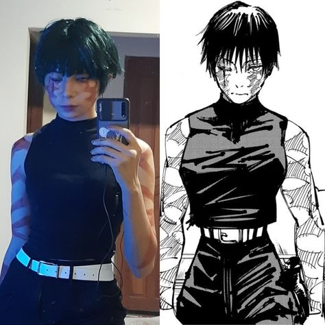 Maki cosplay jujutsu Kaisen maki Zenin Subtle Anime Cosplay, Easy Anime Cosplay Ideas Black Hair, Jjk Costume Ideas, Easy Anime Characters To Cosplay, Easy Anime Cosplay Ideas Men, Maki Zenin Makeup, Maki Zenin Cosplay Short Hair, Fantasia Anime Cosplay, Anime Cosplay Outfits Easy