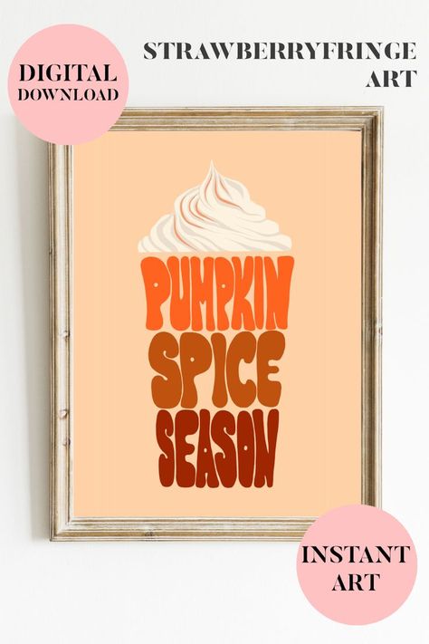 Love the fall season? Pumpkin Spice Latte Wall Art Printable is perfect for you or a gift for a coffee lover / starbucks addict. Orange and fall autumn tones in this illustrated art. Digital download - Printable wall art for your home decor. Instant art. Small independent business based in Berlin, Germany. Digitally Illustrated by myself - @strawberryfringe on instagram. Support original Artists <3 Please support me in any way, I’m just trying to grow my little business :3 Homestead Sign, Autumn Tones, Starbucks Lovers, Illustrated Art, Pumpkin Latte, Independent Business, Pumpkin Spice Season, Fall Printables, Instant Art