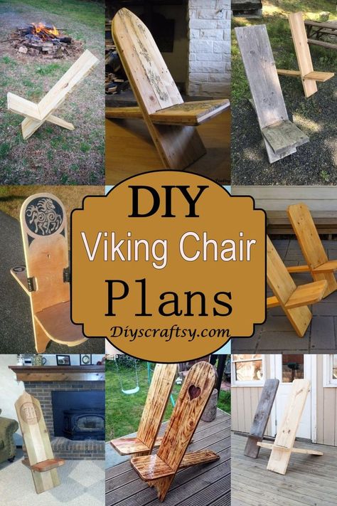 Here are 15 DIY Viking Chair Plans that will help you transform your space. You can make it with ease by following these easy-to-understand plans, even if you’re a total beginner. Viking Chair Plans, Diy Camping Chair, Viking Chair, Viking Decor, Rustic Furniture Diy, Carved Chairs, Handmade Chair, Simple Wood Carving, Wood Carving For Beginners