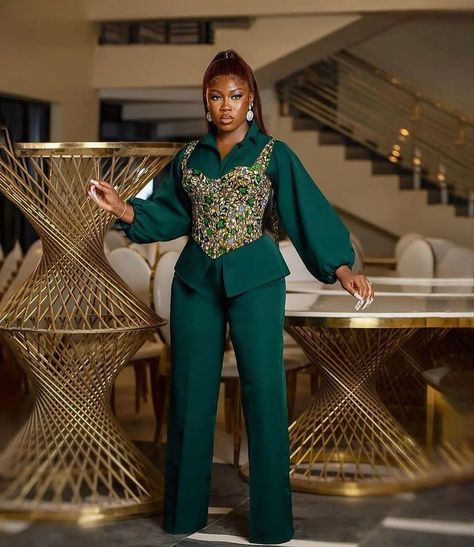 Corporate Corset Outfit, African Trouser Suit For Women, Ankara Suits For Ladies, Ankara Palazzo Pants And Top, Corset Outfit Ankara, Corset Top And Trousers Outfit Ankara, Decent Ankara Styles, Ankara Corset Styles For Ladies, Ankara Corset Top With Sleeves