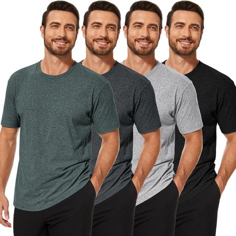 PRICES MAY VARY. 【Premium Quality】-- Sooverki premium men's t-shirts made with high quality materials, durable design and stitching made to last, these super soft classic tees for men will quickly become your favorite comfy t shirts you wear first. 【BREATHABLE & MOISTURE-WICKING】-- Designed to absorb moisture, the cotton fabric enhances breathability, keeping you feeling fresh and comfortable throughout the day. Machine washable, washing in cold water with like colored garments, hang dry, no shr T Shorts, Tees For Men, T Shirt Image, Soft Classic, Athletic Running, Mens Essentials, Basic Tee, Shirts For Men, Classic Shirt