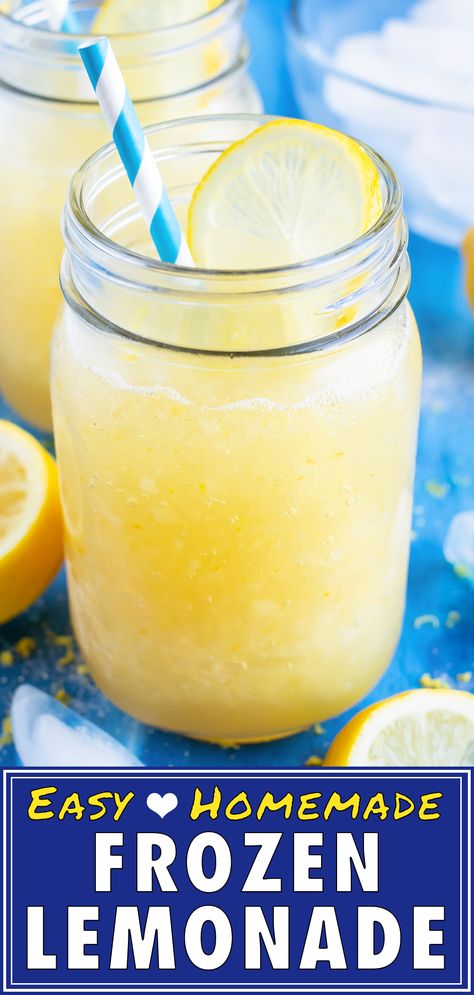 Frozen Lemonade Recipe, Clean Drinks, Healthy Summer Drinks, Lemonade Slushies, Lemonade Drink, Slushie Recipe, Lemon Water Benefits, Squeezed Lemon, Frozen Lemonade