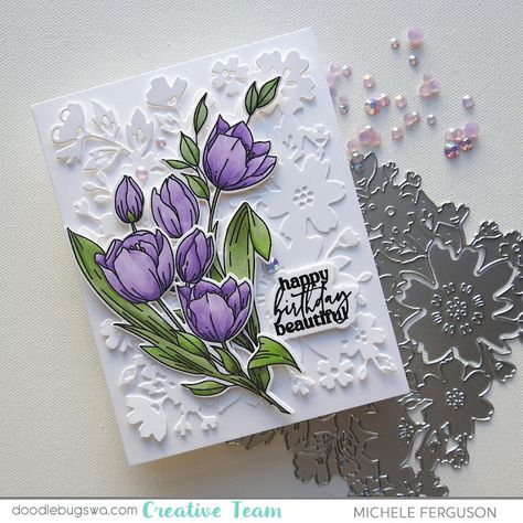 Handmade Cards Diy, Happy Birthday Beautiful, Page Borders Design, Iris Flower, Spring Tulips, Iris Flowers, Brick And Mortar, Pretty Cards, Our Journey