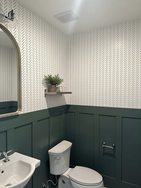 Toilet Panelling, Panelling And Wallpaper, Bathroom Panelling, Small Bathroom With Tub, Small Downstairs Toilet, Bathroom With Tub, Downstairs Toilet, My Bathroom, Renovation Ideas