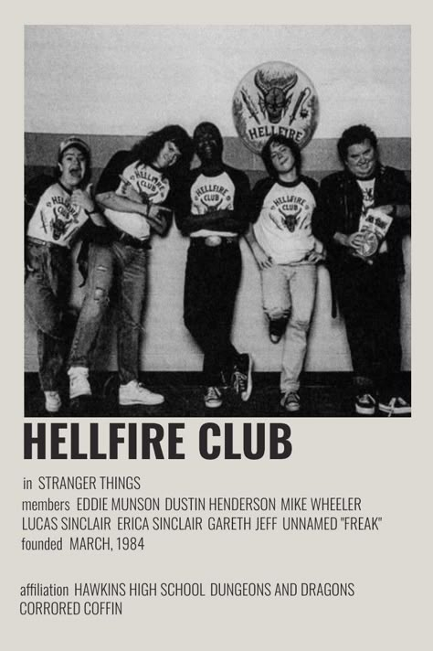 Hellfire Club Wallpaper, Friendship Polaroid, Stranger Things Posters, Think Poster, Stranger Things Wall, Stranger Things Tv Series, Stranger Things Print, Club Wallpaper, Grunge Posters